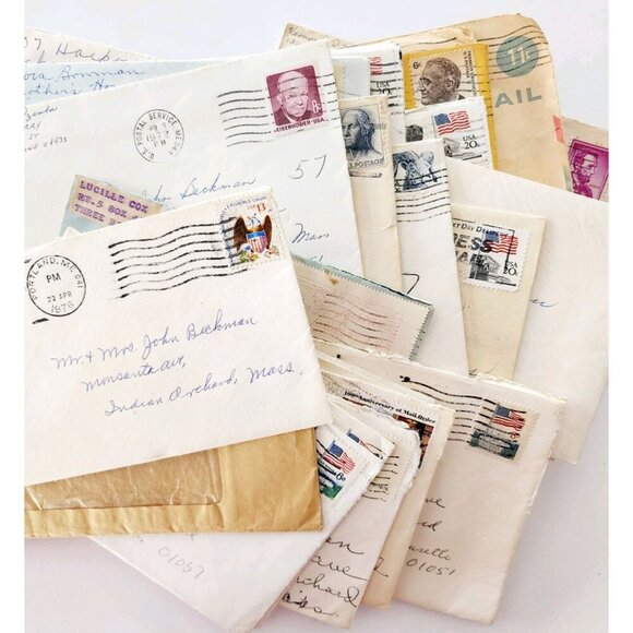 1960s-80s Envelopes Stamps Vintage Ephemera Bundle Lot Of 39 Pcs Crafts LGDWB6 - Picture 2 of 6